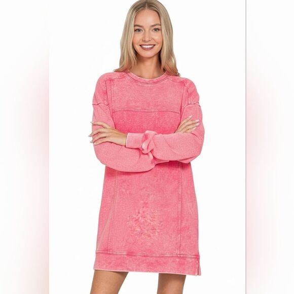 open lace back dress Russian Acid Wash Dress – Chic Ladies Boutique main image 0